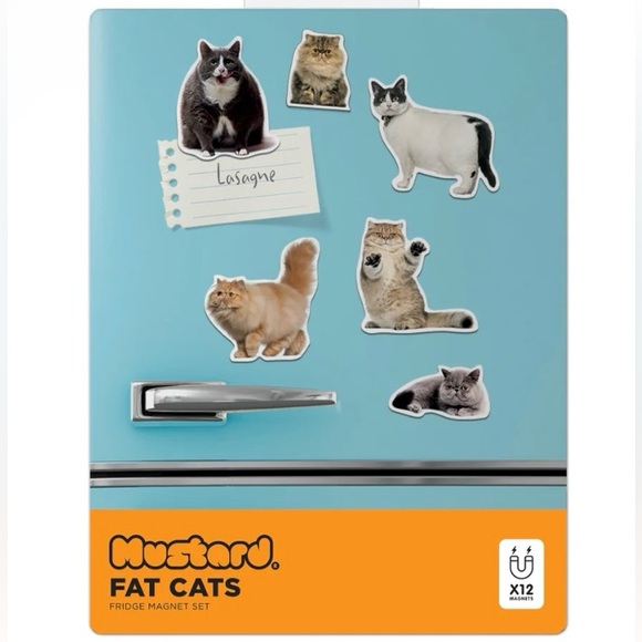 Mustard Other - NIP Mustard Fat Cat Fridge Magnets
